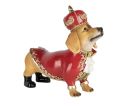 Voir la slide Décoration de Noël en plastique chien teckel costume rouge et or façon casse-noisette couronne bottes noires H19cm