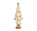 Voir la slide Décoration de Noël sapin blanc étoile dorée guirlande boules dorées socle boule blanche dorée pied doré Ø13 x H32cm