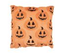 Voir la slide Coussin orange texturé citrouilles Halloween visages souriants brodés noir franges L45 x l45cm