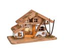 Voir la slide Maison de crèche en bois pin MDF éclairage LED toit mousse échelle murs blancs L39 x H23 x P19cm