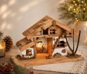 Voir la slide Maison de crèche en bois pin MDF éclairage LED toit mousse échelle murs blancs L39 x H23 x P19cm
