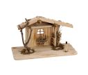 Voir la slide Maison de crèche en bois de pin naturel toit mousse fenêtre arquée paille branche L41 x H22 x P19cm