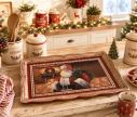 Voir la slide Plateau de Noël rectangulaire scène Père Noël cheminée couronne sapin bas de Noël 31x22x2cm