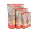 Voir la slide Boîte de rangement forme livre rouge motif vintage Père Noël XMAS Merry Christmas timbres traîneau set de 3 tailles 27/22/17cm