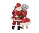 Voir la slide Figurine de Noël Père Noël Mère Noël enlacés trinquant coupes dorées rouge vert blanc L20xl12xH26cm