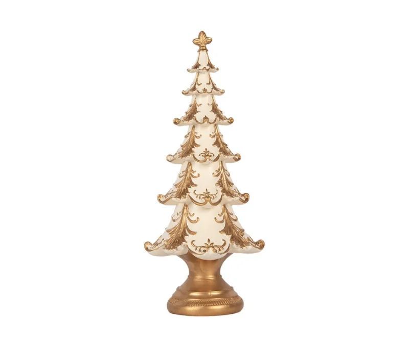 Christmas decoration white tree gold baroque relief pattern gold base Ø13xH30cm