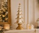 Voir la slide Décoration de Noël sapin blanc reliefs dorés baroques socle doré Ø13xH30cm