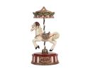 Voir la slide Boîte à musique carrousel cheval blanc crème couronne rouge verte dorée socle rouge rayé doré Ø12xH24cm
