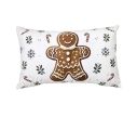 Voir la slide Coussin de Noël blanc bonhomme pain d'épice sucres d'orge flocons de neige houx 30x50x4cm