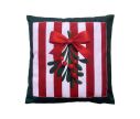 Voir la slide Coussin de Noël rayures rouge blanc bordure velours vert gui nœud rouge baies 45x45x4cm