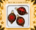 Voir la slide Coffret 3 gouttes de Noël tartan mix verre soufflé Ø7cm H10cm