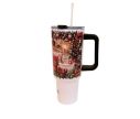 Voir la slide Gobelet isotherme de Noël illustré scène Père Noël paille poignée réversible acier inoxydable Ø10xH25,8cm 1,2L