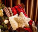 Voir la slide Plaid tartan rouge noir blanc doublure fausse fourrure taupe bordure duveteuse 140x180cm