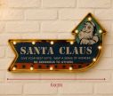 Voir la slide Décoration murale lumineuse LED flèche vintage Père Noël inscription Santa Claus cadre doré fond bleu orange L40xl5,5xH61cm
