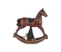Voir la slide Cheval à bascule décoratif bordeaux doré selle verte sapin ours en peluche cadeaux socle bascule doré L18xl5xH19cm