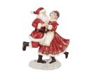 Voir la slide Figurine résine Père Noël Mère Noël dansant rouge blanc fourrure socle neigeux H23xL19xl11cm