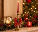 Voir la slide Chandelier doré patiné nœud rouge vert bois de cerf socle rond L15xl12xH45cm
