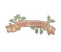 Voir la slide Plaque murale métal ruban Merry Christmas houx rouge vert doré vieilli L60xl1xH25cm