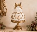 Voir la slide Décoration gâteau blanc et doré nœud socle piédestal Ø19xH33cm