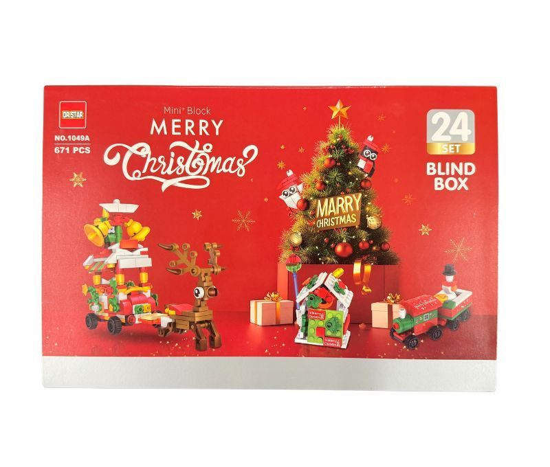 Calendrier de l'Avent Noël boîte surprise 24 cases briques à construire train sapin renne maison pain d'épice 671 pièces
