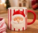 Voir la slide Tasse en céramique rayée rouge blanc visage Père Noël relief 350ml