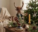 See slide Decorative stag bust gold crown burgundy jacket green jabot blue gold base L13xW12xH39cm
