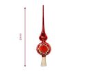 Voir la slide Cimier flèche de sapin en verre soufflé rouge vintage réflecteur central orange étoile socle blanc pailleté H35cm