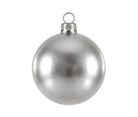 Boule de Noël argentée mate en verre D8cm