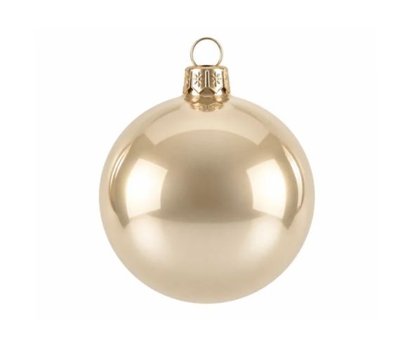 Glossy champagne Christmas bauble Glass Ø8cm