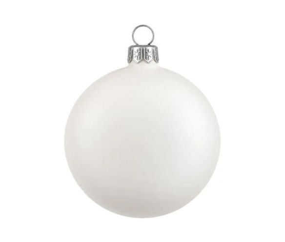 Matte white Christmas bauble Glass Ø8cm