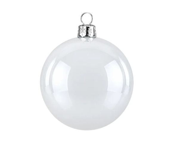 Glossy white Christmas bauble Glass Ø8cm