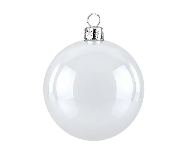 Glossy white Christmas bauble Glass Ø8cm