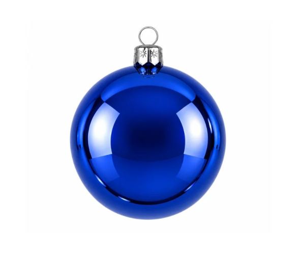 Boule de Noël bleu roi brillante en verre Ø8cm
