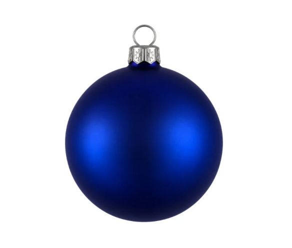 Boule de Noël bleu roi mate en verre Ø8cm