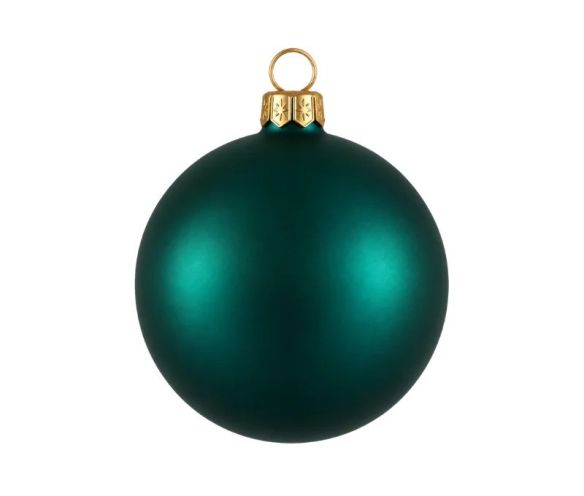 Matte emerald green Christmas bauble Glass Ø8cm
