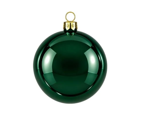 Boule de Noël vert émeraude brillante en verre Ø8cm