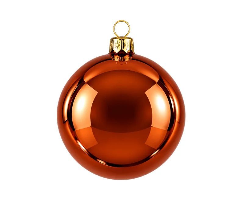 Glossy copper Christmas bauble Ø8cm