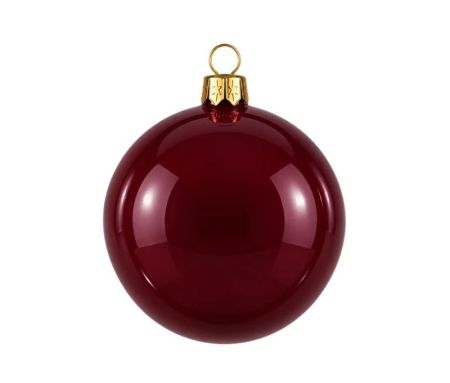 Décoration Noël boule en verre laqué brillant bordeaux Ø8cm
