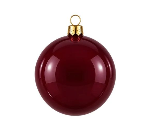 Décoration Noël boule en verre laqué brillant bordeaux Ø8cm