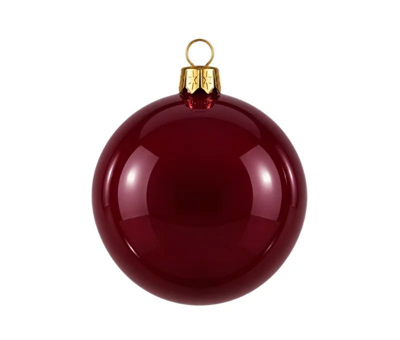 Décoration Noël boule en verre laqué brillant bordeaux Ø8cm