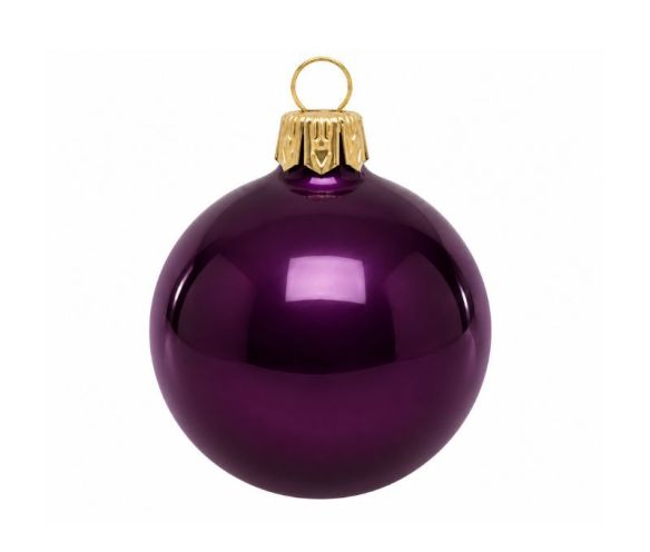 Boule de Noël mauve foncé brillante verre Ø8cm