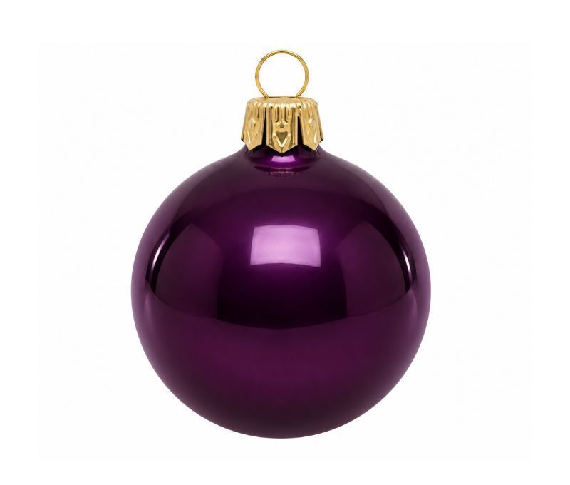Boule de Noël mauve foncé brillante verre Ø8cm