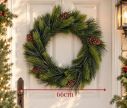 See slide Christmas decoration synthetic pine wreath green brown pinecones Ø66cm