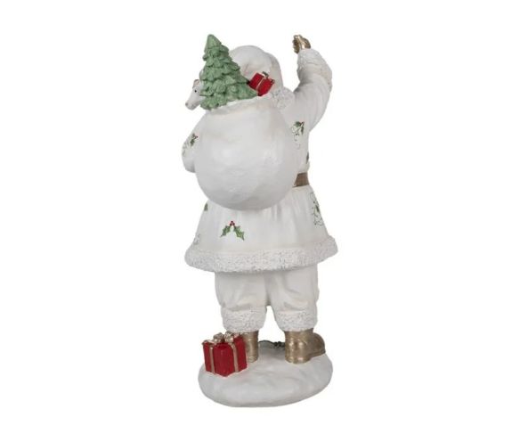 Christmas decoration Santa Claus figurine white gold holly reindeer polyresin H43cm