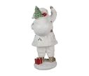 See slide Christmas decoration Santa Claus figurine white gold holly reindeer polyresin H43cm