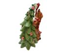See slide Christmas decoration dachshund figurine brown striped scarf green tree candy canes bone red bow L23 x W16 x H32cm