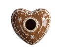 See slide Christmas decoration ceramic heart candle holder brown white gingerbread effect L7 x H2cm
