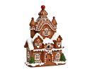 Voir la slide Décoration Noël château pain d'épices marron blanc LED sapins L13 x P9 x H20cm