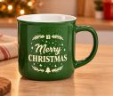 Voir la slide Mug faïence vert Merry Christmas sapin cadeau cloche 330ml