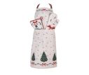 See slide Christmas kitchen apron beige trees red bows holly 70x85cm